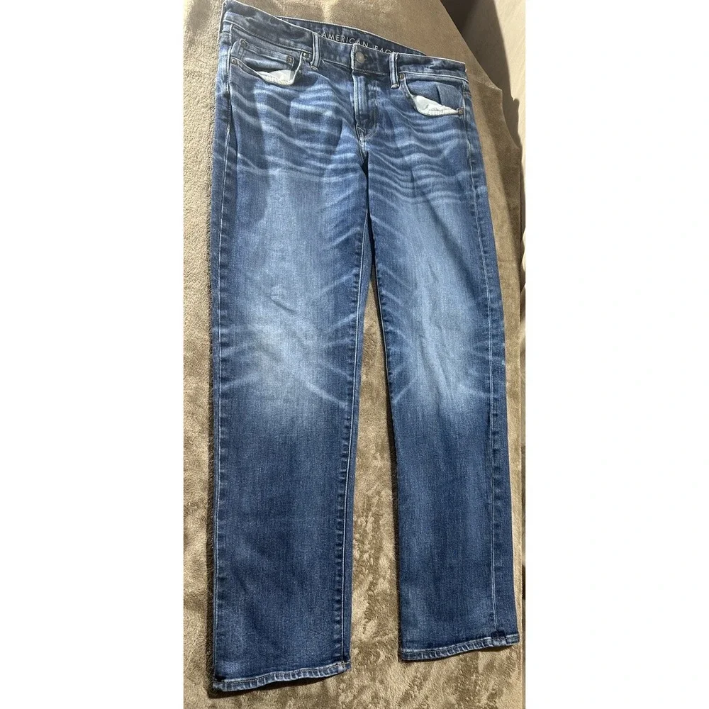 American Eagle AirFlex Straight Jeans Men's Size 33x32 Medium Wash Stretch Denim